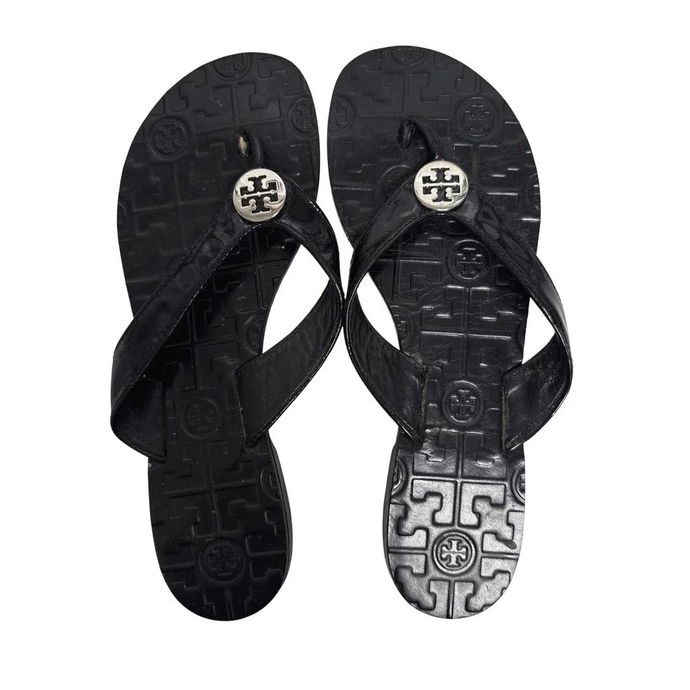 Tory Burch Patent Leather Thong Strap Sandals Women's Size US 7 Casual Flip Flop